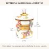 MACKENZIE-CHILDS Enamel Canister, Kitchen Storage Container with Lid, Small, 38-Ounce Capacity, Wild Rose Mauve(Butterfly Garden)