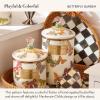 MACKENZIE-CHILDS Enamel Canister, Kitchen Storage Container with Lid, Small, 38-Ounce Capacity, Wild Rose Mauve(Butterfly Garden)