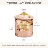 MACKENZIE-CHILDS Enamel Canister, Kitchen Storage Container with Lid, Small, 38-Ounce Capacity, Wild Rose Mauve(Mauve Wild Rose)