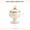 MACKENZIE-CHILDS Enamel Curiosity Pot, Decorative Container for Home Decor, Light-Blue-and-White Sky Check(Rosy Check)