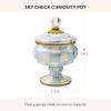 MACKENZIE-CHILDS Enamel Curiosity Pot, Decorative Container for Home Decor, Light-Blue-and-White Sky Check(Sky Check)