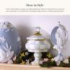 MACKENZIE-CHILDS Enamel Curiosity Pot, Decorative Container for Home Decor, Light-Blue-and-White Sky Check(Sterling Check)