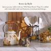 MACKENZIE-CHILDS Enamel Mug, Cute Enamelware Tea or Coffee Mug, 16 Ounces, Wild Rose Slate(Brown Wild Rose)