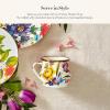 MACKENZIE-CHILDS Enamel Mug, Cute Enamelware Tea or Coffee Mug, 16 Ounces, Wild Rose Slate(White Flower Market)