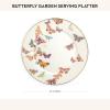 MACKENZIE-CHILDS Enamel Serving Platter, Decorative Serving Platter for Food, 16 Inches, Wild Rose Mauve(Butterfly Garden)