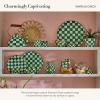 MACKENZIE-CHILDS Enamel Serving Platter, Decorative Serving Platter for Food, 16 Inches, Wild Rose Mauve(Emerald Check)