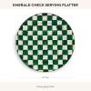MACKENZIE-CHILDS Enamel Serving Platter, Decorative Serving Platter for Food, 16 Inches, Wild Rose Mauve(Emerald Check)