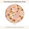 MACKENZIE-CHILDS Enamel Serving Platter, Decorative Serving Platter for Food, 16 Inches, Wild Rose Mauve(Mauve Wild Rose)