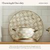 MACKENZIE-CHILDS Enamel Serving Platter, Decorative Serving Platter for Food, 16 Inches, Wild Rose Mauve(Mocha Check)