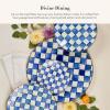 MACKENZIE-CHILDS Enamel Serving Platter, Decorative Serving Platter for Food, 16 Inches, Wild Rose Mauve(Royal Check)