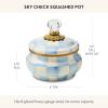 MACKENZIE-CHILDS Enamel Squashed Pot, Enamelware Storage Canister with Lid, 20-Ounce Capacity, Light-Blue-and-White Sky Check(Sky Check)
