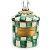 MACKENZIE-CHILDS Enamel Canister, Kitchen Storage Container with Lid, Demi, 24-Ounce Capacity, Light-Blue-and-White Sky Check(Emerald Check)