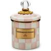 MACKENZIE-CHILDS Enamel Canister, Kitchen Storage Container with Lid, Demi, 24-Ounce Capacity, Light-Blue-and-White Sky Check(Rosy Check)