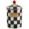 MACKENZIE-CHILDS Enamel Canister, Kitchen Storage Container with Lid, Medium, 48-Ounce Capacity, Light-Blue-and-White Sky Check(Courtly Check)