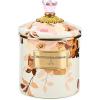 MACKENZIE-CHILDS Enamel Canister, Kitchen Storage Container with Lid, Small, 38-Ounce Capacity, Wild Rose Mauve(White Wild Rose)