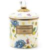 MACKENZIE-CHILDS Enamel Canister, Kitchen Storage Container with Lid, Small, 38-Ounce Capacity, Wild Rose Mauve(Yellow Wildflower)