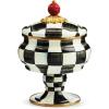 MACKENZIE-CHILDS Enamel Curiosity Pot, Decorative Container for Home Decor, Light-Blue-and-White Sky Check(Courtly Check)