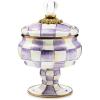 MACKENZIE-CHILDS Enamel Curiosity Pot, Decorative Container for Home Decor, Light-Blue-and-White Sky Check(Violet Check)
