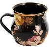 MACKENZIE-CHILDS Enamel Mug, Cute Enamelware Tea or Coffee Mug, 16 Ounces, Wild Rose Slate(Brown Wild Rose)