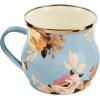 MACKENZIE-CHILDS Enamel Mug, Cute Enamelware Tea or Coffee Mug, 16 Ounces, Wild Rose Slate(Slate Wild Rose)