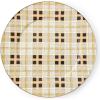MACKENZIE-CHILDS Enamel Serving Platter, Decorative Serving Platter for Food, 16 Inches, Wild Rose Mauve(Tartan Mocha)