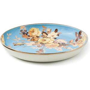 MACKENZIE-CHILDS Enamel Abundant Bowl, Decorative or Serving Bowl, 13-Cup Capacity, Wild Rose Slate(Slate Wild Rose)