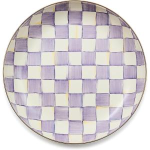 MACKENZIE-CHILDS Enamel Abundant Bowl, Decorative or Serving Bowl, 13-Cup Capacity, Wild Rose Slate(Violet Check)