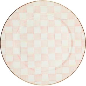 MACKENZIE-CHILDS Enamel Serving Platter, Decorative Serving Platter for Food, 16 Inches, Wild Rose Mauve(Rosy Check)