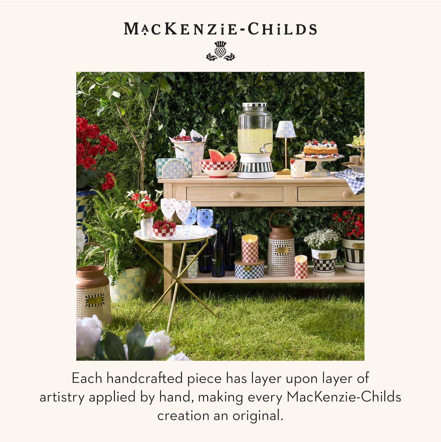 image:imageMACKENZIECHILDS Enamel Garden Pot Planting Pot for Plants and Flowers ExtraLarge BlackandWhite Courtly CheckSky Check