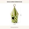 MACKENZIE-CHILDS Courtly Birdhouse, Decorative Black-and-White Metal Birdhouse(Grass Green)