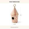 MACKENZIE-CHILDS Courtly Birdhouse, Decorative Black-and-White Metal Birdhouse(Rosy)