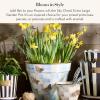 MACKENZIE-CHILDS Enamel Garden Pot, Planting Pot for Plants and Flowers, Extra-Large, Black-and-White Courtly Check(Sky Check)