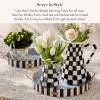 MACKENZIE-CHILDS Set of 2 Galvanized Metal Serving Trays with Handles, Black-and-White Courtly Stripe(Courtly Stripe)