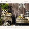 MACKENZIE-CHILDS Set of 2 Galvanized Metal Serving Trays with Handles, Black-and-White Courtly Stripe(Spectator)