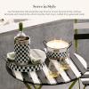 MACKENZIE-CHILDS Set of 2 Galvanized Metal Serving Trays with Handles, Black-and-White Courtly Stripe(Spectator)