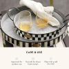 MACKENZIE-CHILDS Set of 2 Galvanized Metal Serving Trays with Handles, Black-and-White Courtly Stripe(Spectator)