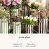 MACKENZIE-CHILDS Set of 3 Galvanized Flower Buckets, Decorative Metal Buckets, Green-and-White Grass Green Stripe(Courtly Stripe)