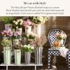 MACKENZIE-CHILDS Set of 3 Galvanized Flower Buckets, Decorative Metal Buckets, Green-and-White Grass Green Stripe(Rosy Stripe)