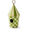 MACKENZIE-CHILDS Courtly Birdhouse, Decorative Black-and-White Metal Birdhouse(Grass Green)