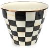 MACKENZIE-CHILDS Enamel Garden Pot, Planting Pot for Plants and Flowers, Extra-Large, Black-and-White Courtly Check(Courtly Check)