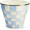 MACKENZIE-CHILDS Enamel Garden Pot, Planting Pot for Plants and Flowers, Extra-Large, Black-and-White Courtly Check(Sky Check)