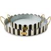 MACKENZIE-CHILDS Set of 2 Galvanized Metal Serving Trays with Handles, Black-and-White Courtly Stripe(Courtly Stripe)
