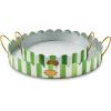 MACKENZIE-CHILDS Set of 2 Galvanized Metal Serving Trays with Handles, Black-and-White Courtly Stripe(Grass Green Stripe)