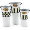 MACKENZIE-CHILDS Set of 3 Galvanized Flower Buckets, Decorative Metal Buckets, Green-and-White Grass Green Stripe(Galvanized Spectator)