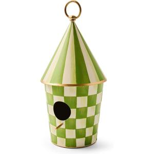 MACKENZIE-CHILDS Courtly Birdhouse, Decorative Black-and-White Metal Birdhouse(Grass Green)