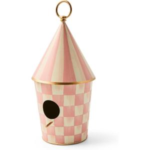 MACKENZIE-CHILDS Courtly Birdhouse, Decorative Black-and-White Metal Birdhouse(Rosy)