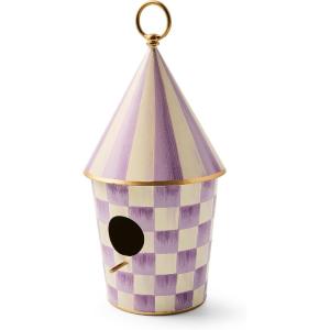 MACKENZIE-CHILDS Courtly Birdhouse, Decorative Black-and-White Metal Birdhouse(Violet)