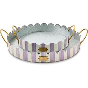 MACKENZIE-CHILDS Violet Stripe Serving Trays, Set of 2