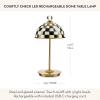 MACKENZIE-CHILDS LED Rechargeable Dome Table Lamp, Cordless Decorative Lamp, Black-and-White Courtly Check(Courtly Check)