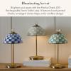 MACKENZIE-CHILDS LED Rechargeable Dome Table Lamp, Cordless Decorative Lamp, Black-and-White Courtly Check(Mocha Check)